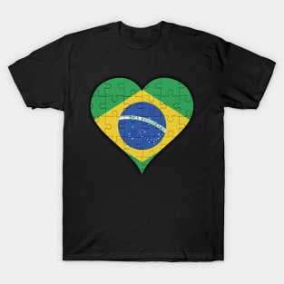 Brazilian Jigsaw Puzzle Heart Design - Gift for Brazilian With Brazil Roots T-Shirt